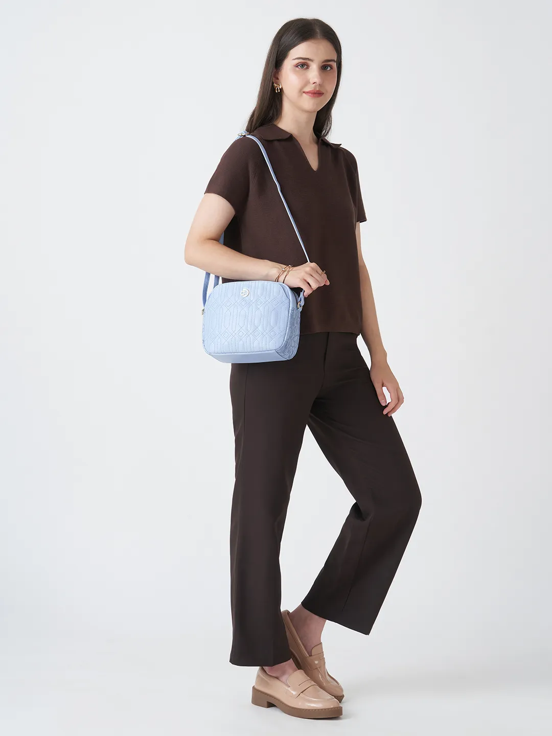 Caprese Bubble Medium Blue Sling Bag - Image 8