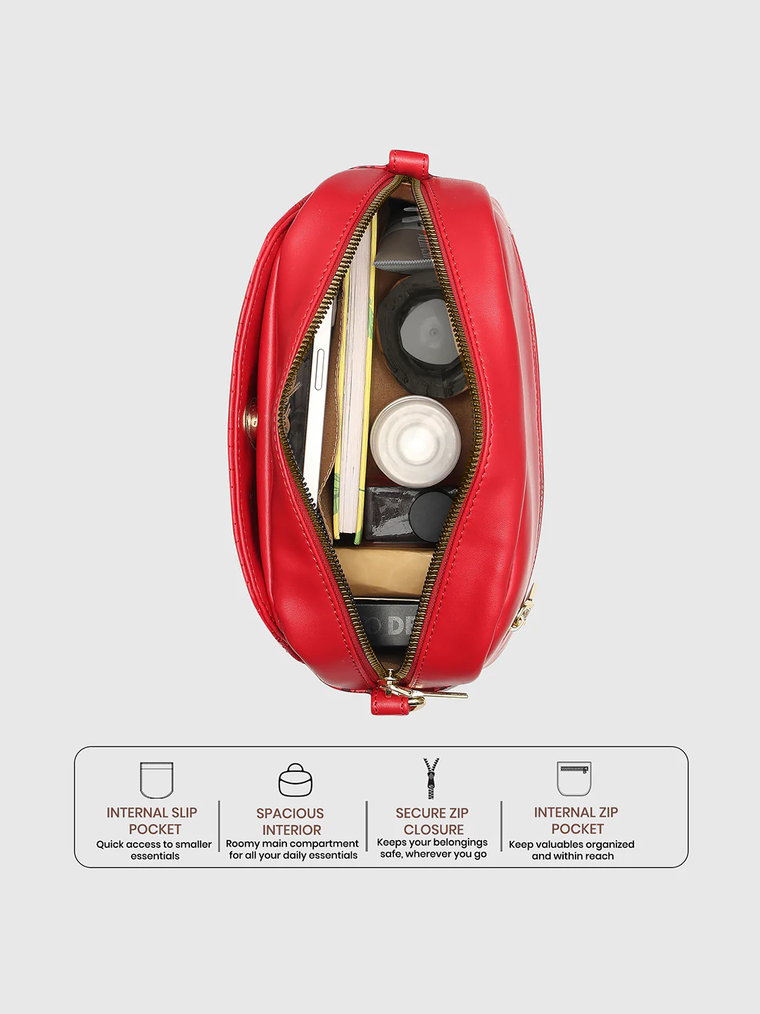 Caprese Bubble Medium Red Sling Bag - Image 4