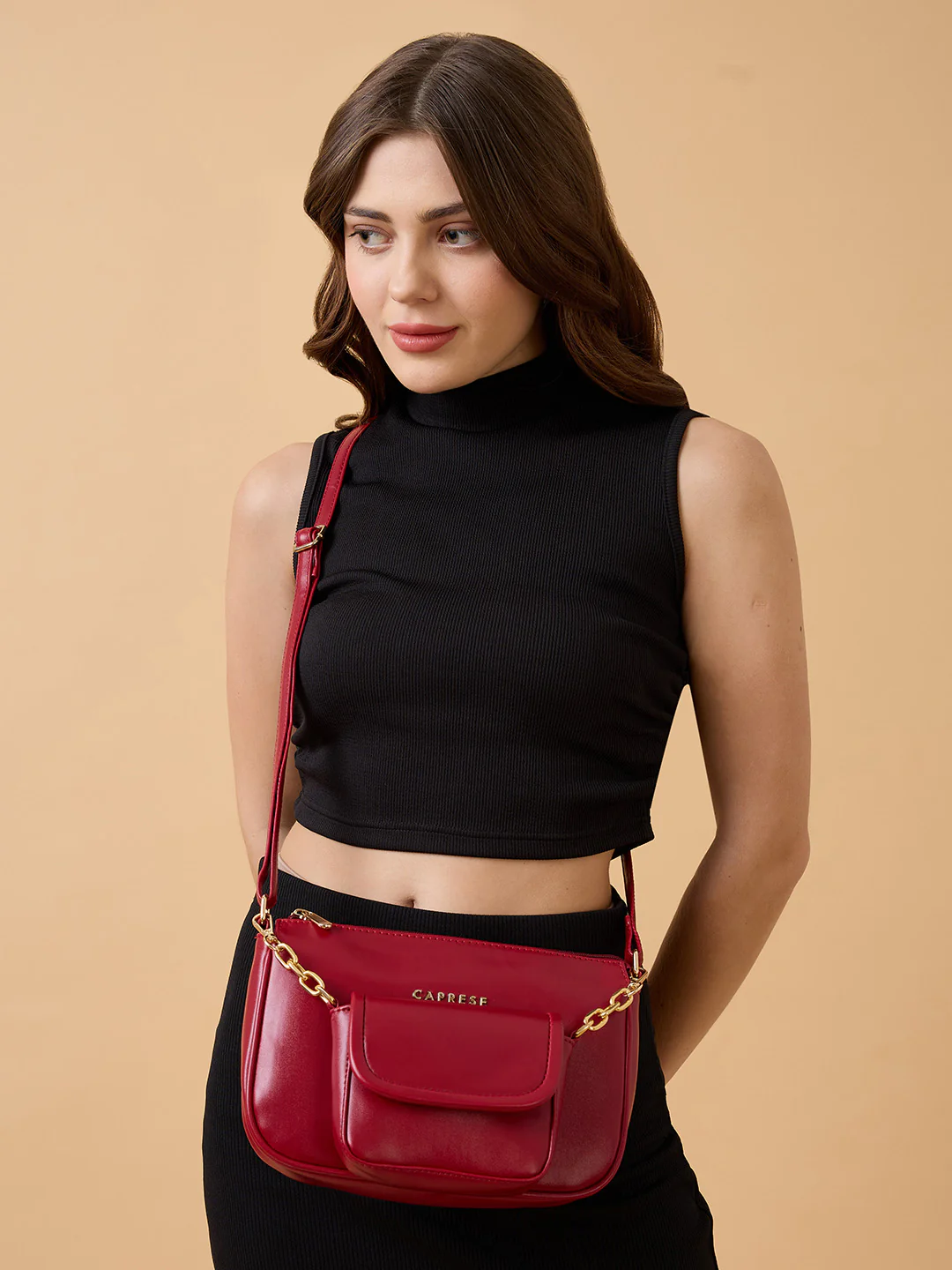 Caprese Buzzy Medium Marron Crossbody Bag - Image 3
