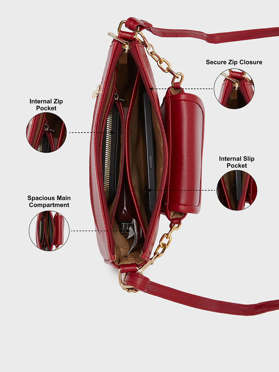 Caprese Buzzy Medium Marron Crossbody Bag - Image 6