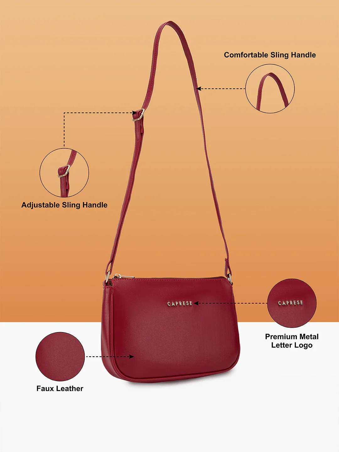 Caprese Buzzy Medium Marron Crossbody Bag - Image 7