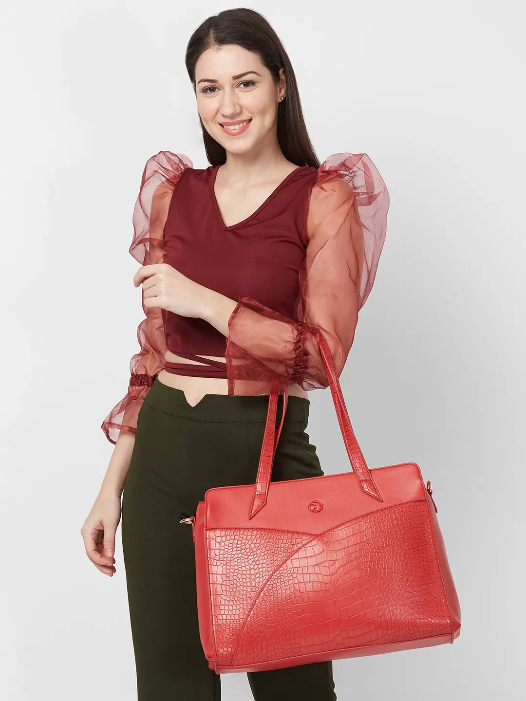 Caprese Cabo Satchel Large Red Laptop Bag - Image 3
