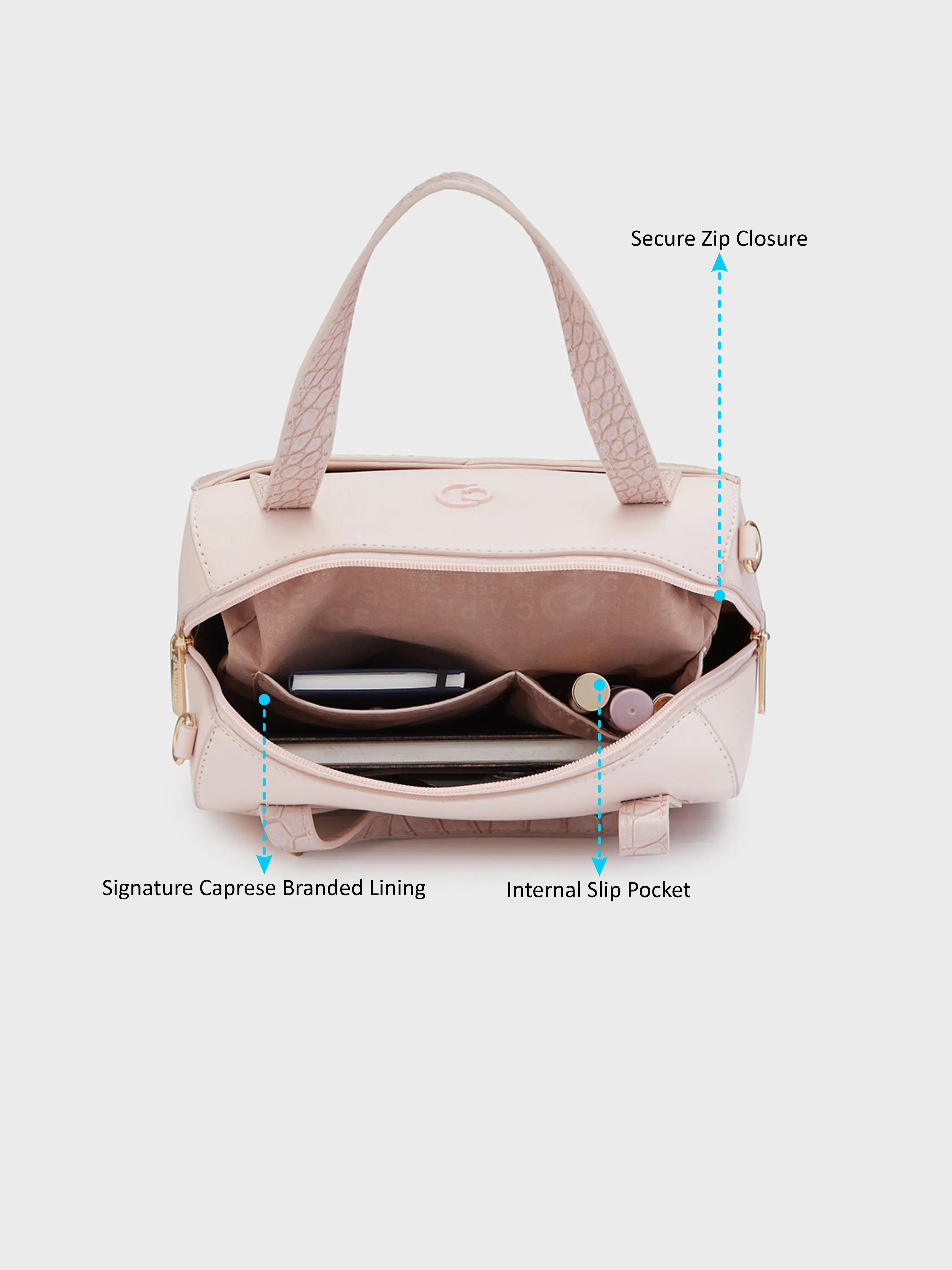 Caprese Cabo Medium Blush Satchel Bag - Image 8