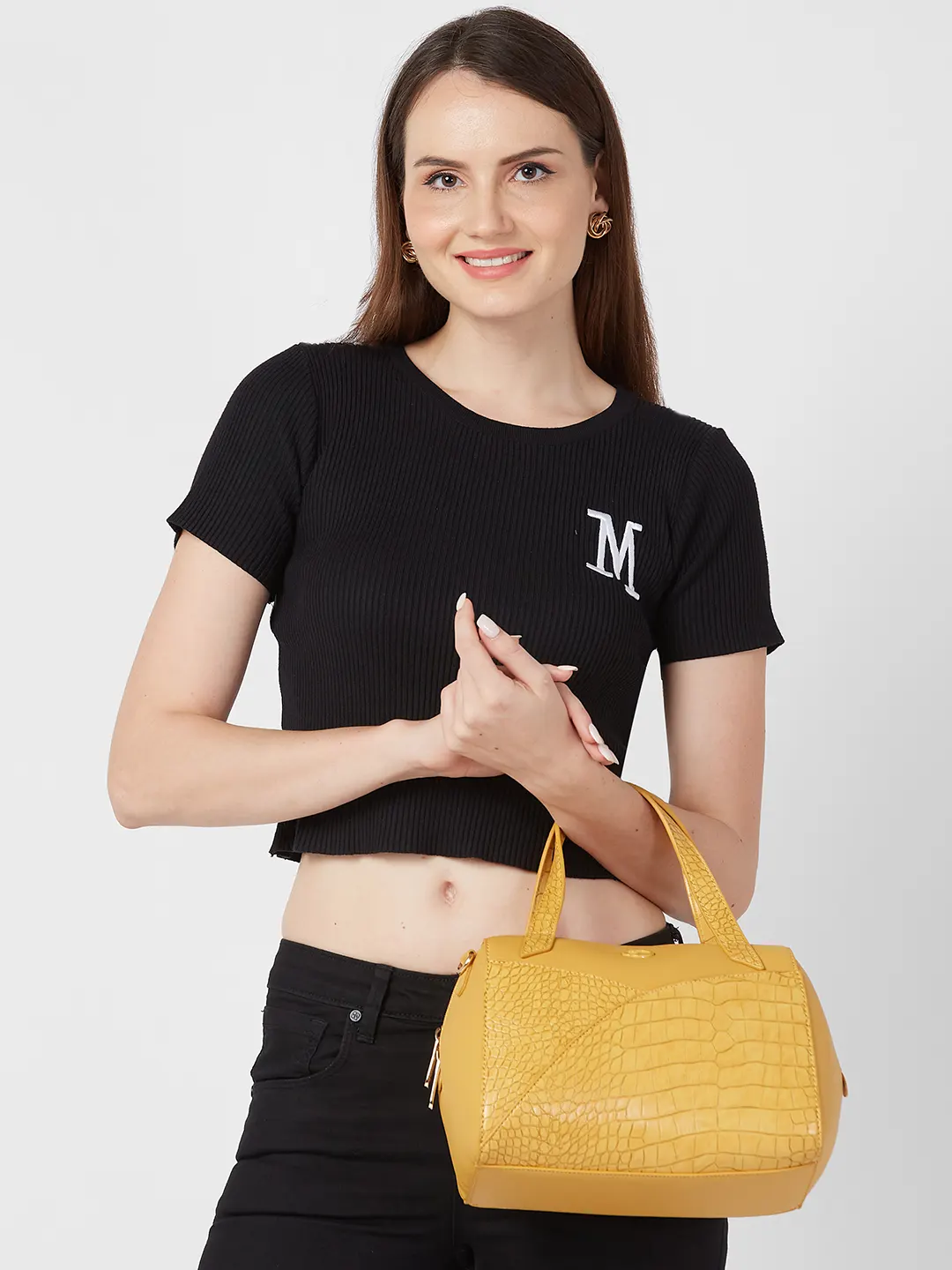 Caprese Cabo Medium Ochre Satchel Bag - Image 12