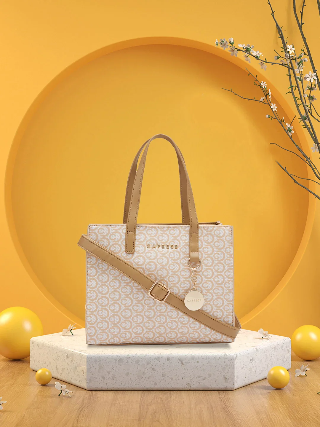 Caprese Callie Medium Beige Satchel Bag