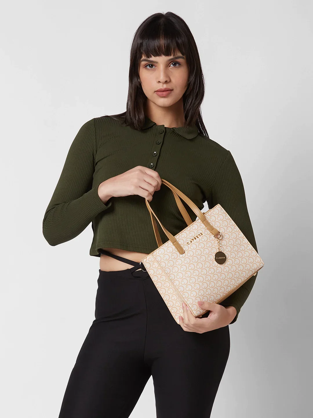 Caprese Callie Medium Beige Satchel Bag - Image 9