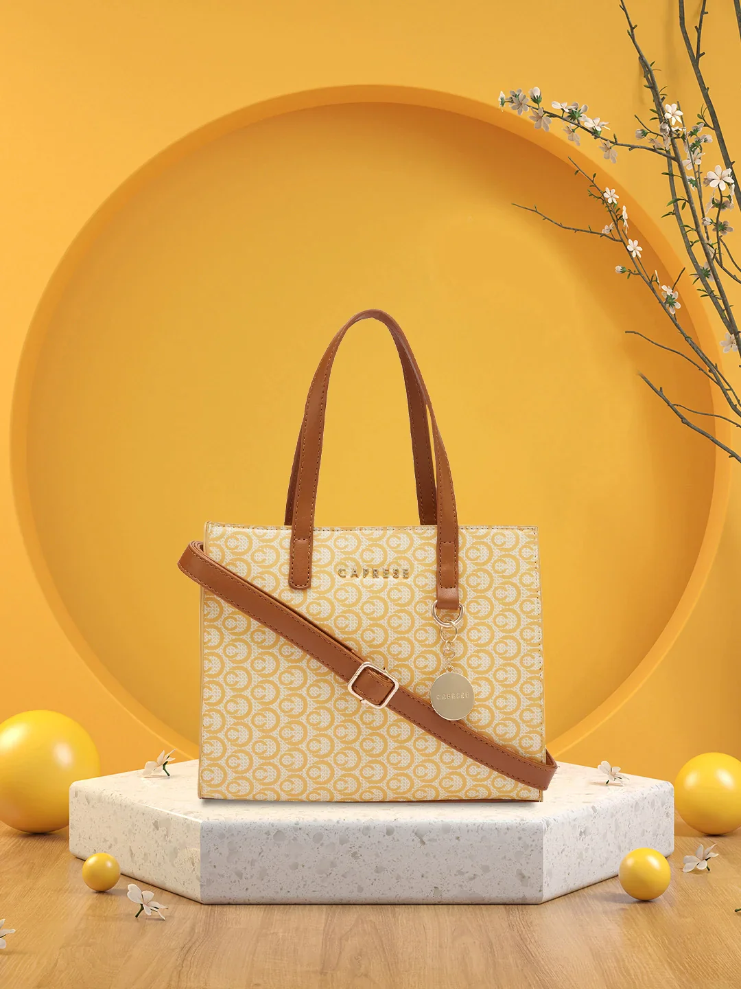 Caprese Callie Medium Tan Satchel Bag