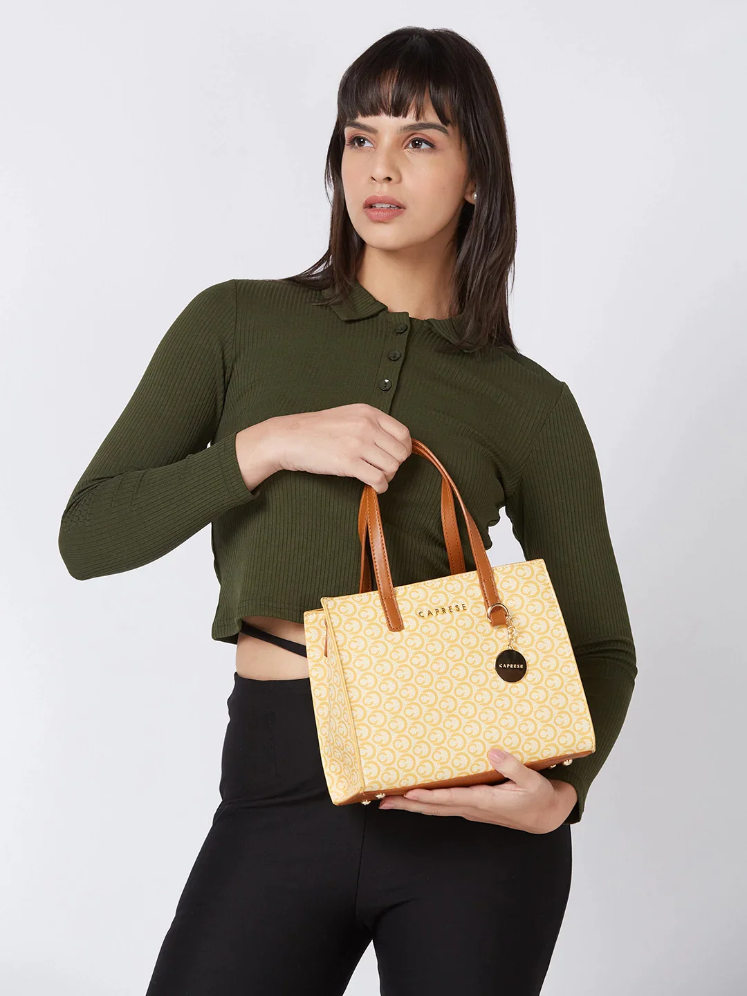 Caprese Callie Medium Tan Satchel Bag - Image 9