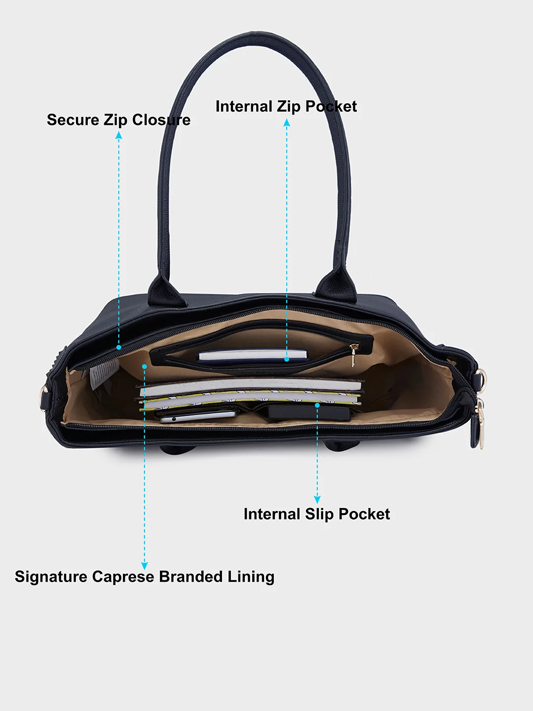 Caprese Candy Large Black Tote Bag - Image 9
