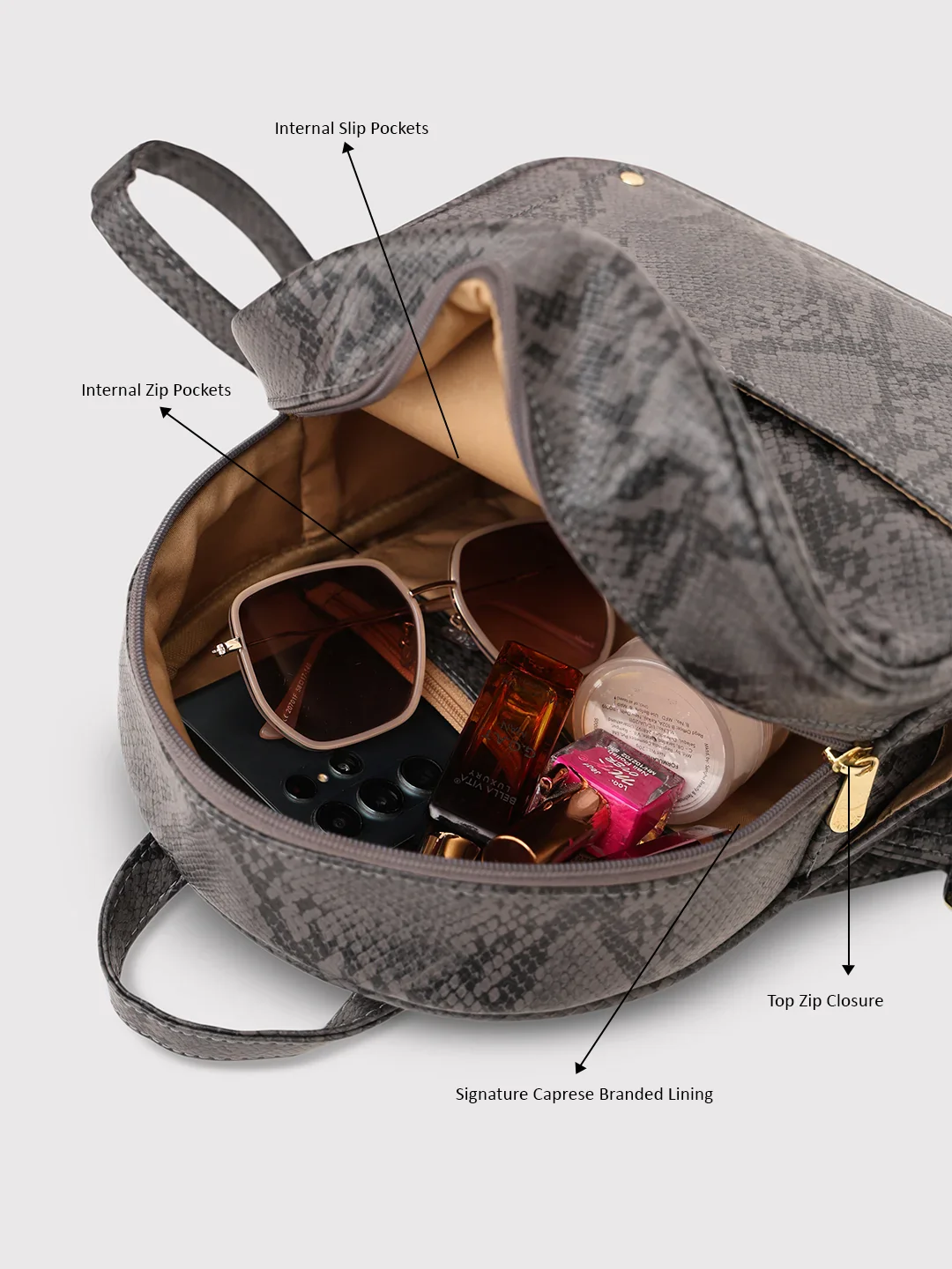 Caprese Canes Small Grey Backpack - Image 10
