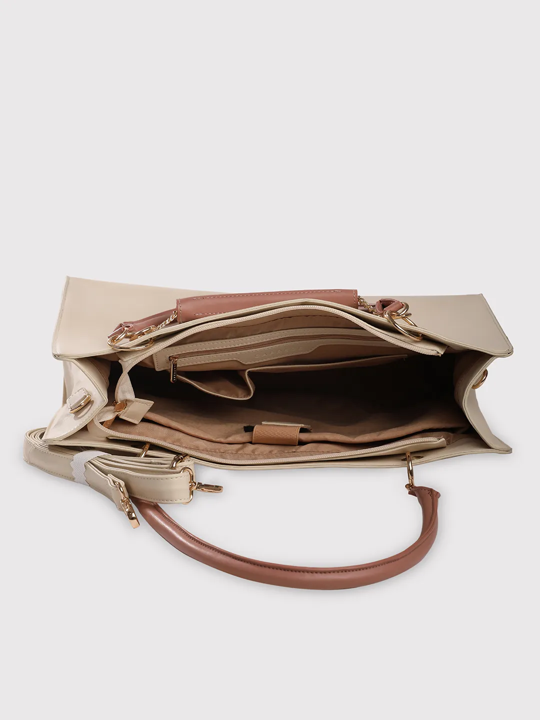 Caprese Capri Large Beige Laptop Satchel - Image 5