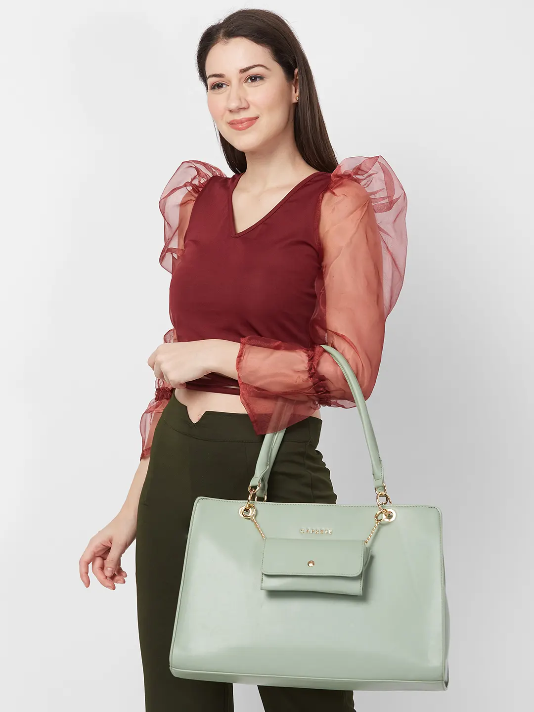 Caprese Capri Large Mint Laptop Satchel - Image 13