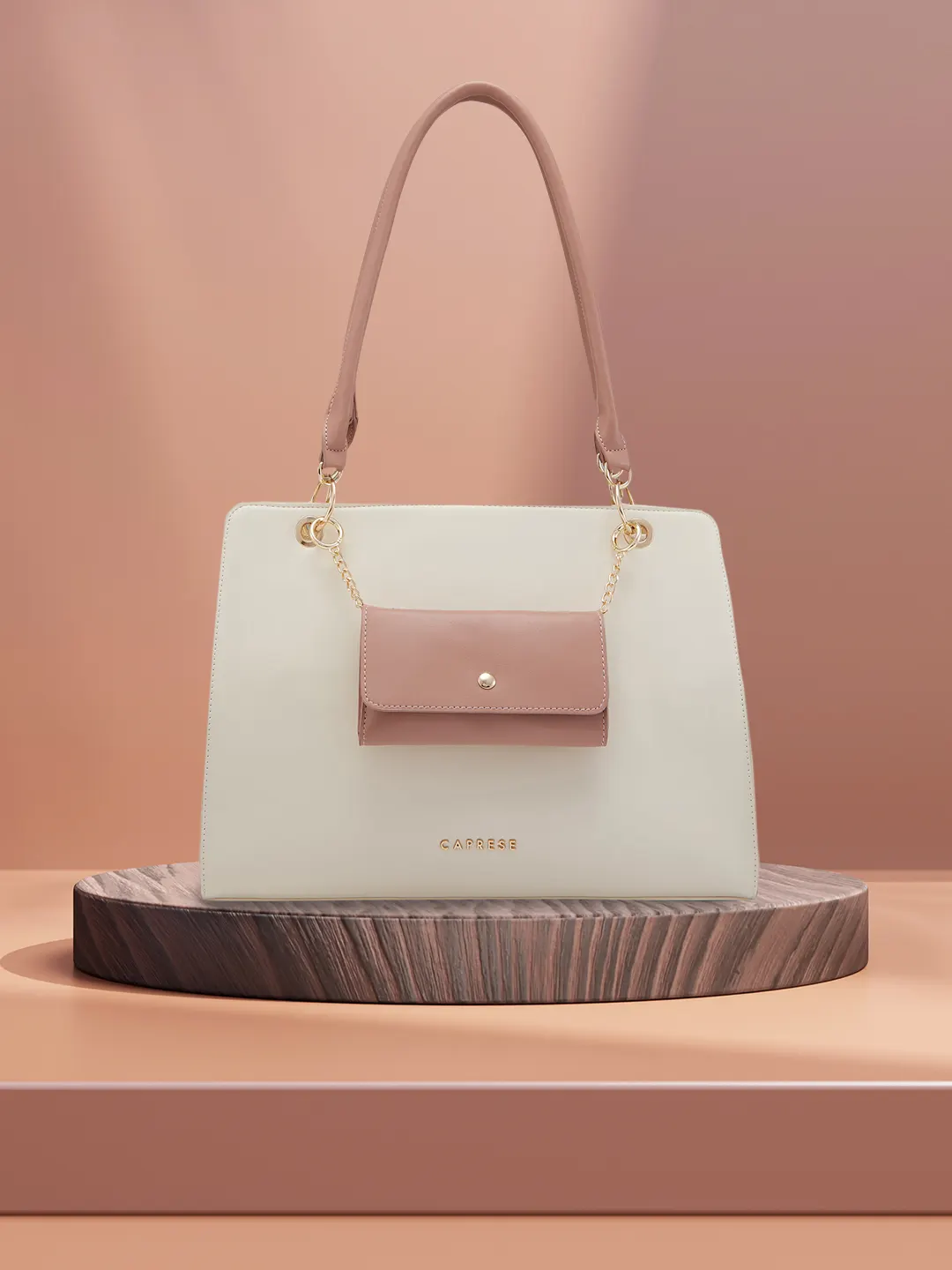 Caprese Capri Large Beige Satchel Bag - Image 2