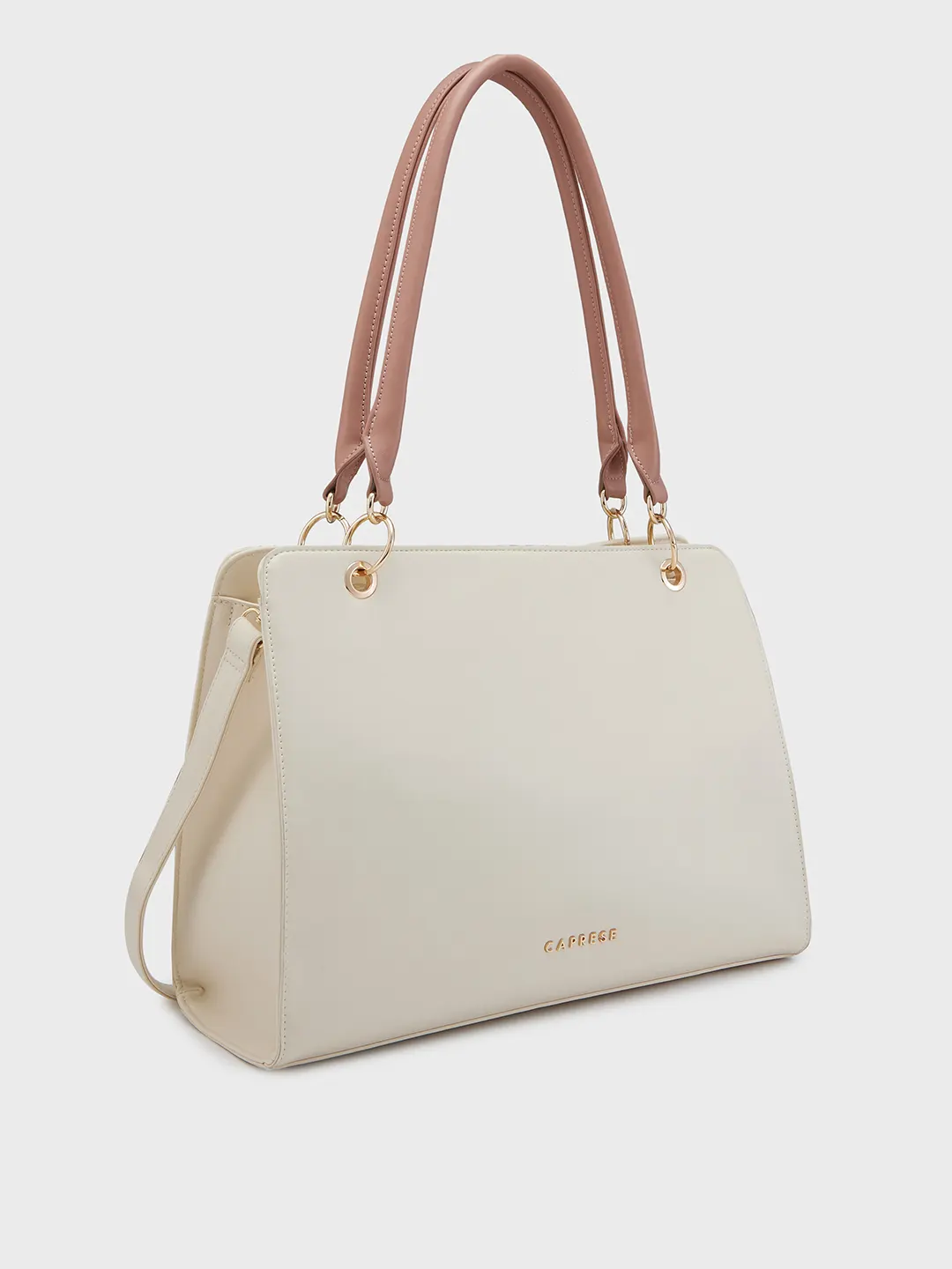 Caprese Capri Large Beige Satchel Bag - Image 4