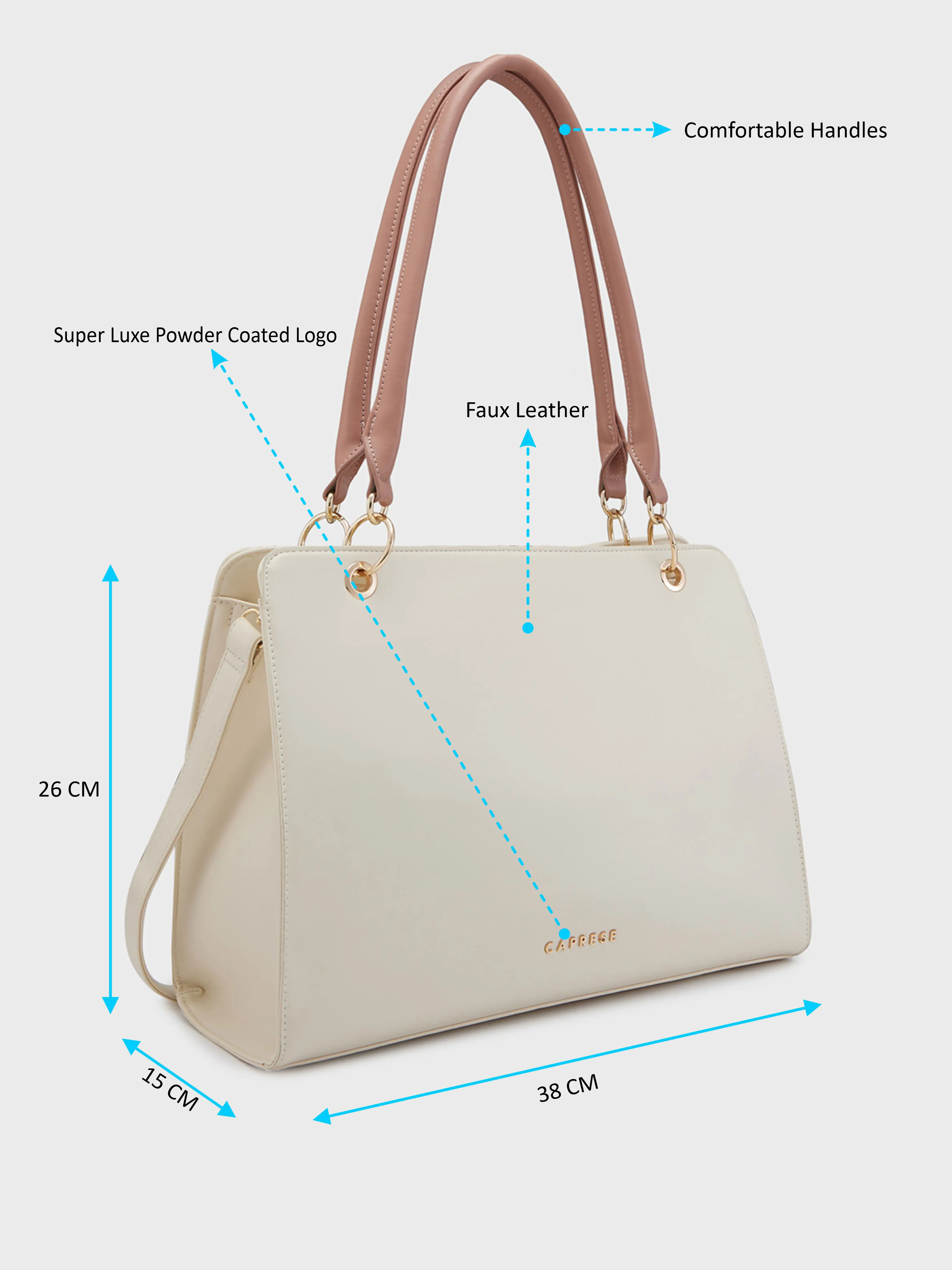 Caprese Capri Large Beige Satchel Bag - Image 7
