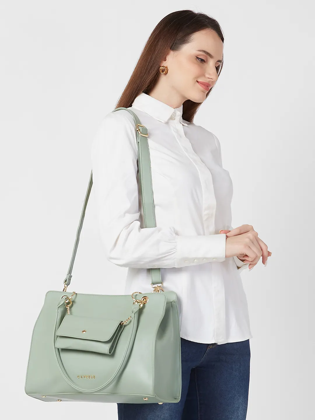 Caprese Capri Large Mint Satchel Bag - Image 12
