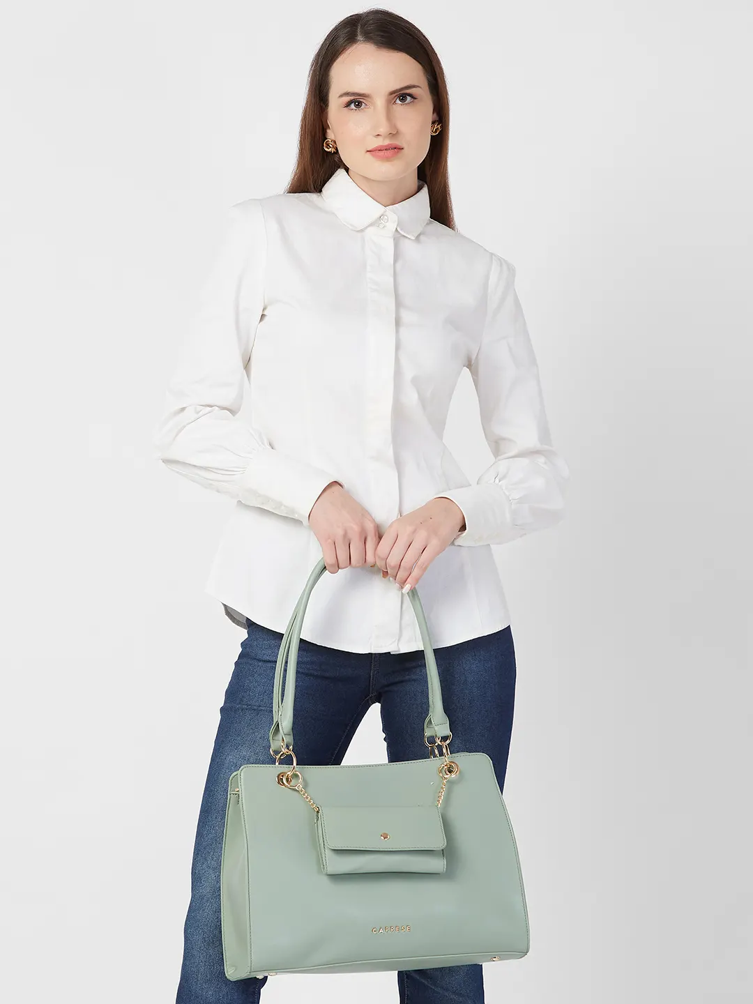 Caprese Capri Large Mint Satchel Bag - Image 13