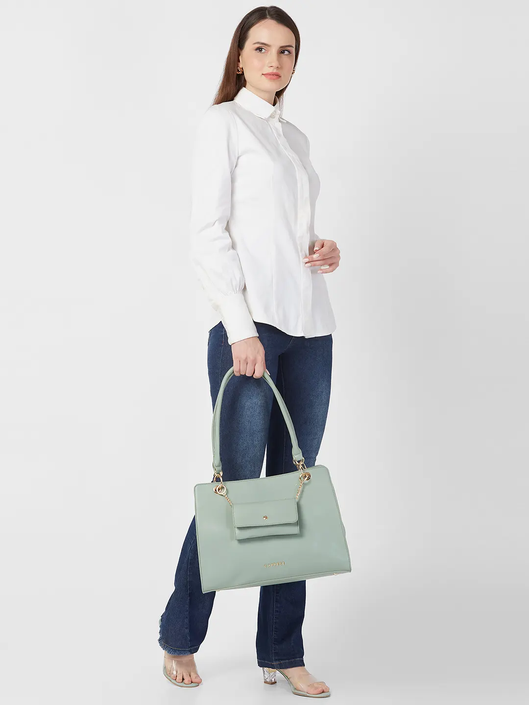 Caprese Capri Large Mint Satchel Bag - Image 14