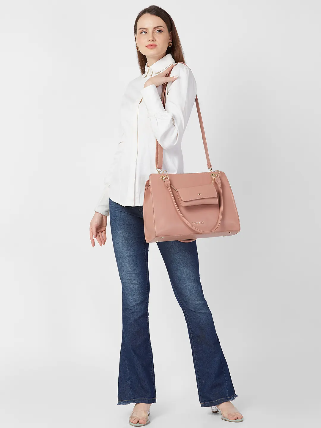 Caprese Capri Large Pink Satchel Bag - Image 14