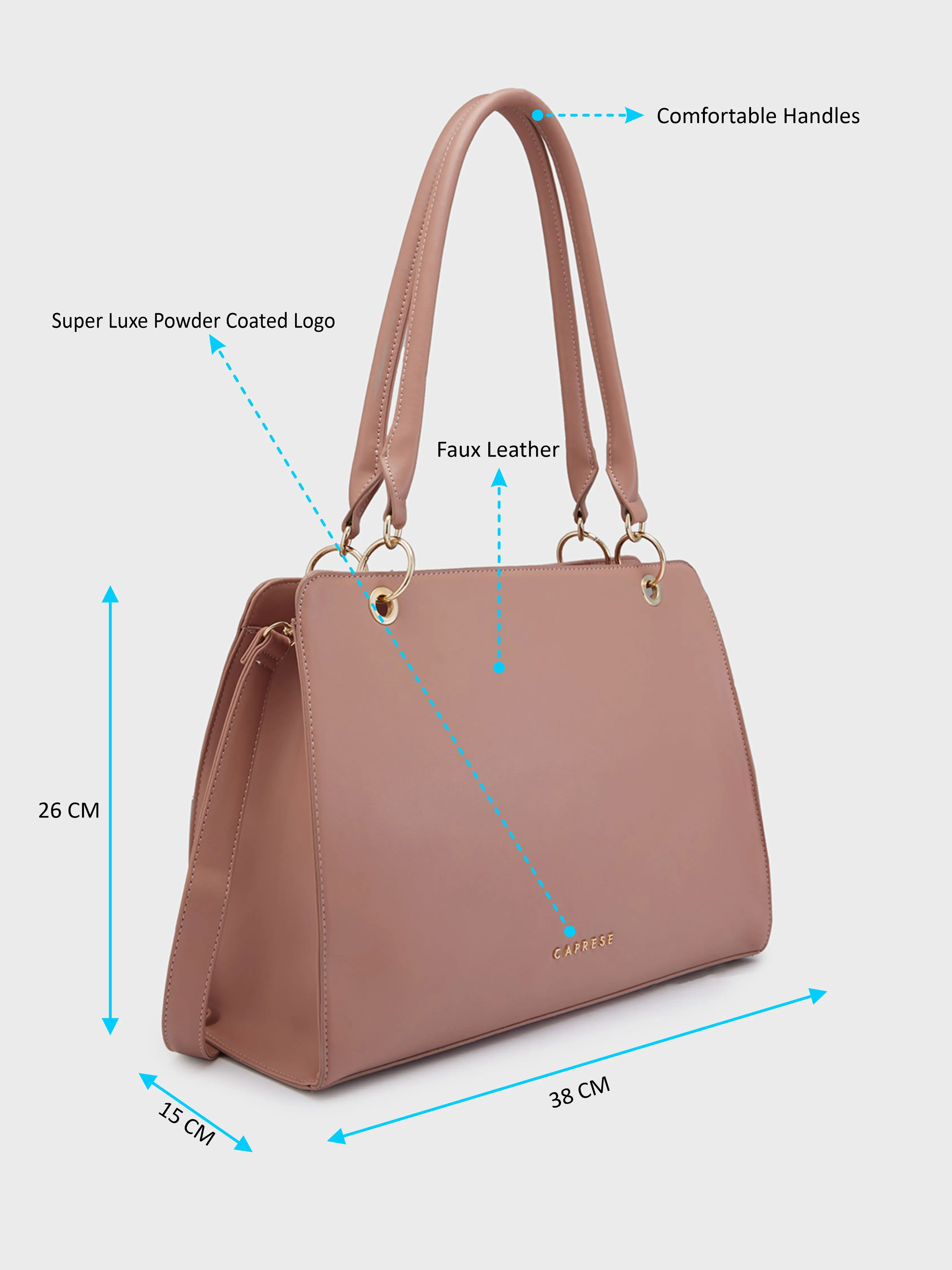 Caprese Capri Large Pink Satchel Bag - Image 7