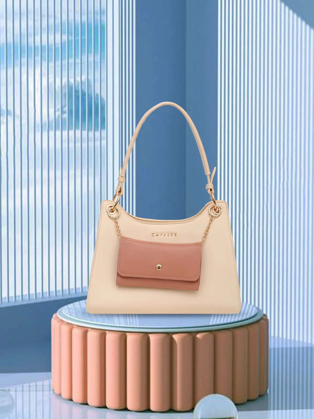Caprese Capri Small Beige Satchel Bag - Image 2