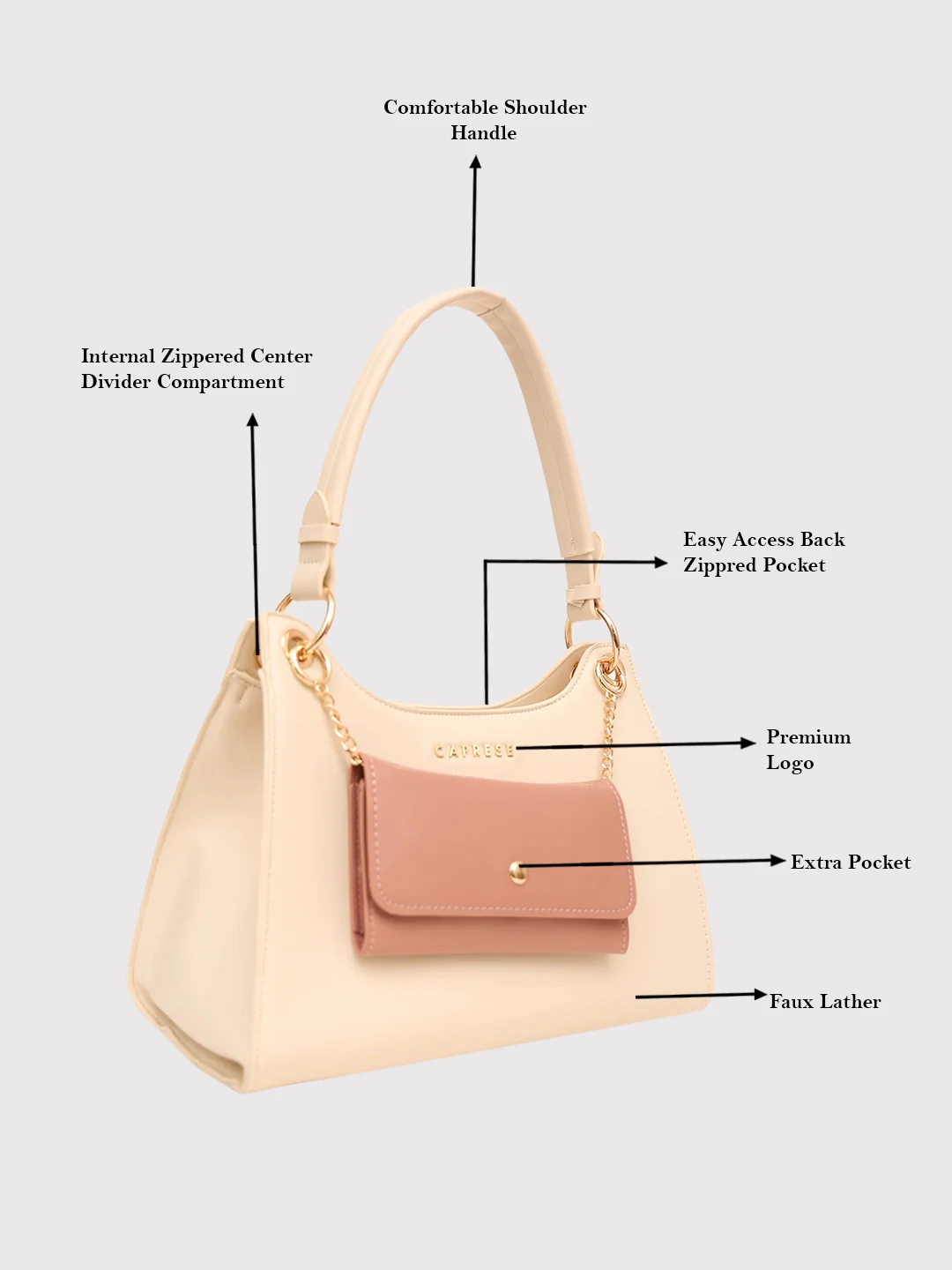 Caprese Capri Small Beige Satchel Bag - Image 6