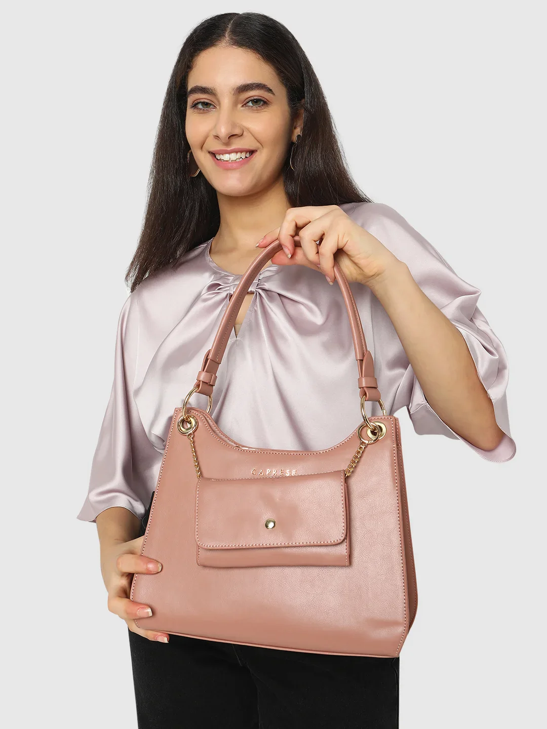 Caprese Capri Small Dusky Pink Satchel Bag - Image 3