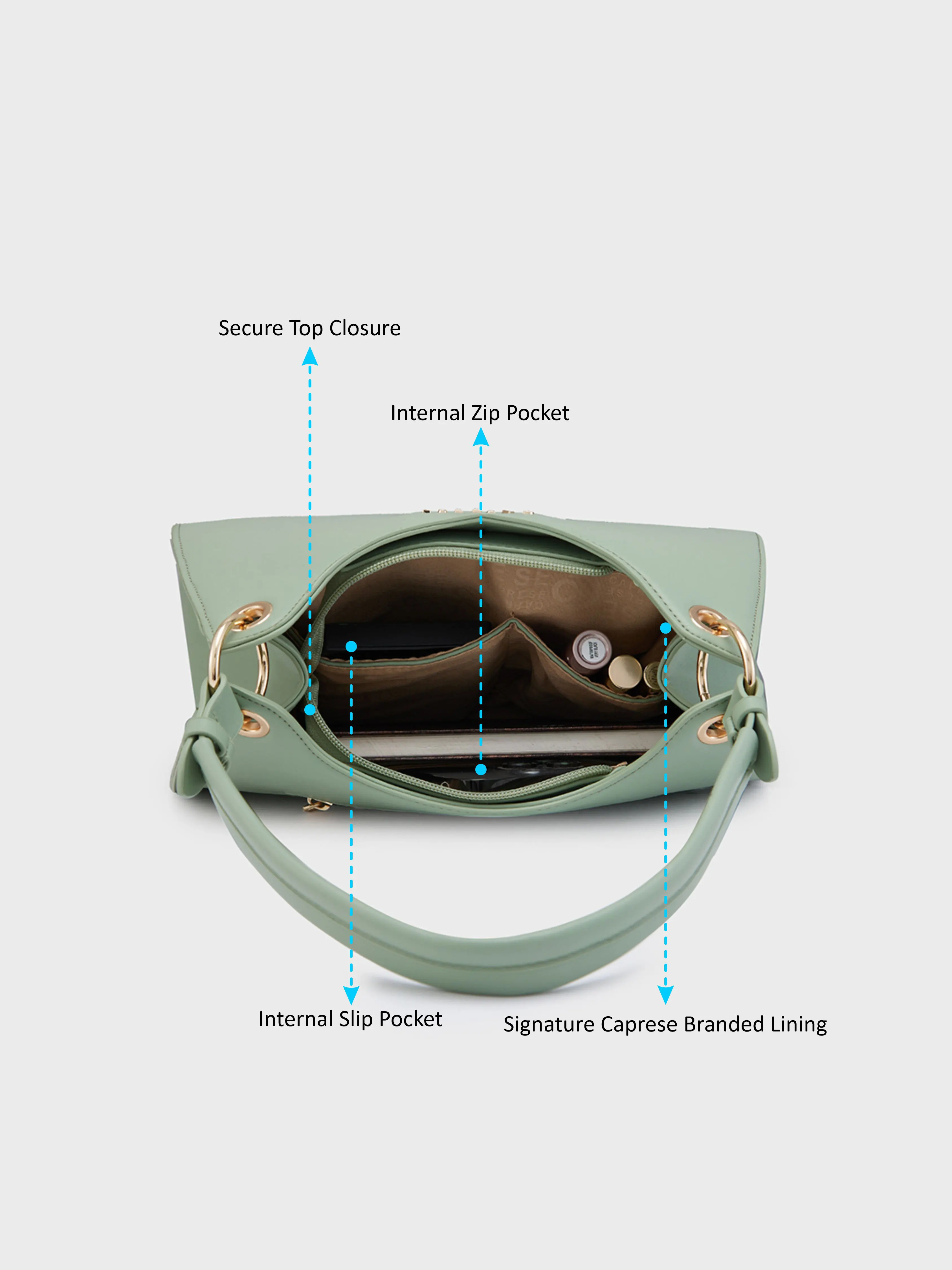 Caprese Capri Small Mint Satchel Bag - Image 8