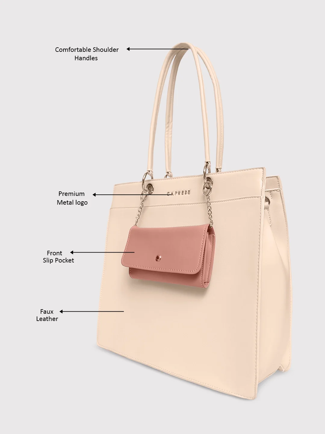 Caprese Capri Large Beige Tote Bag - Image 3