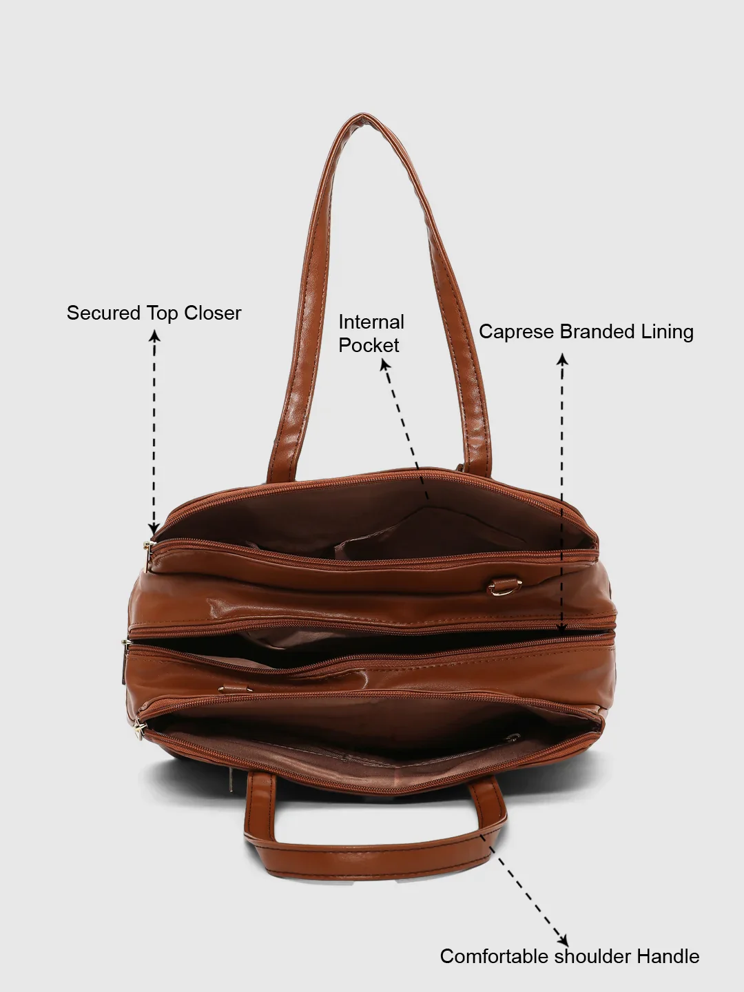 Caprese Carrie Medium Brown Satchel Bag - Image 7