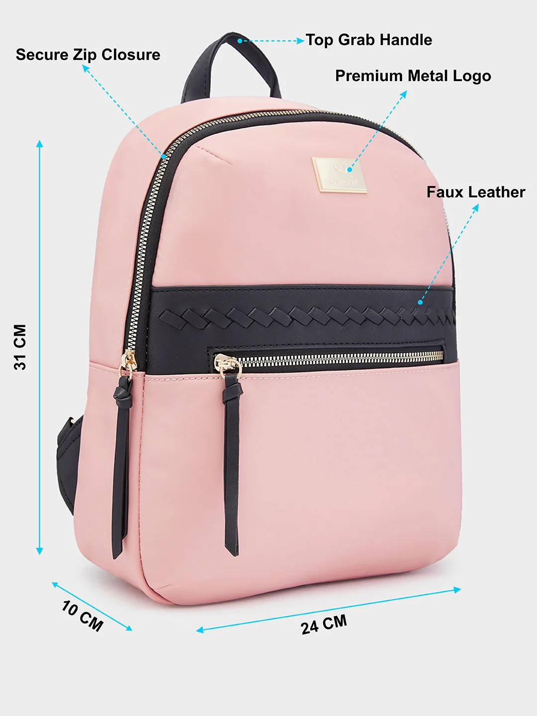 Caprese Carson Medium Pink Backpack - Image 7
