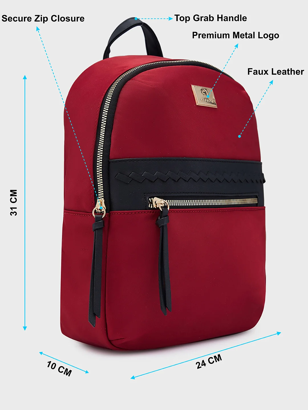 Caprese Carson Medium Red Backpack - Image 7