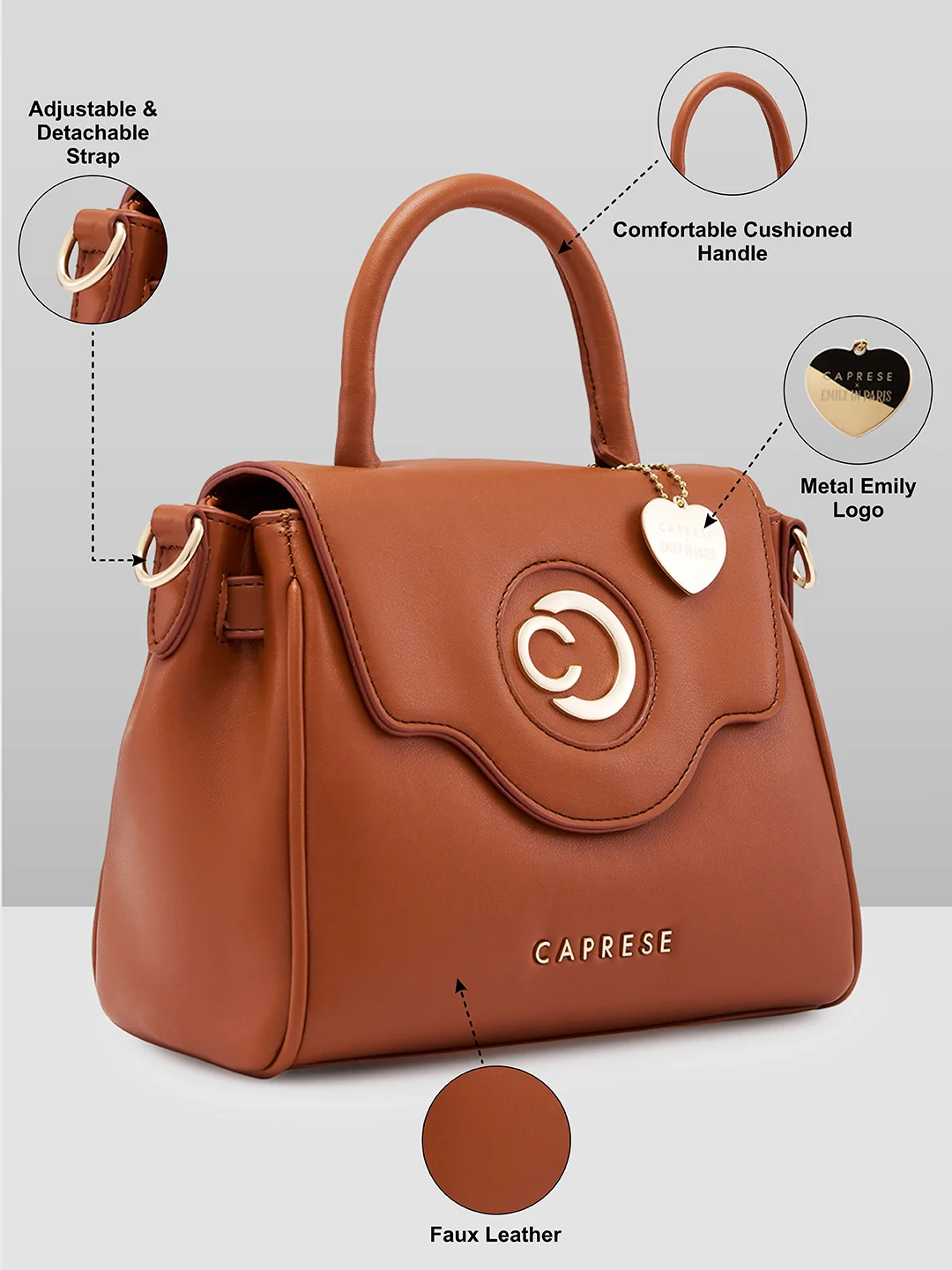 Caprese Casey Medium Tan Sling Bag - Image 7