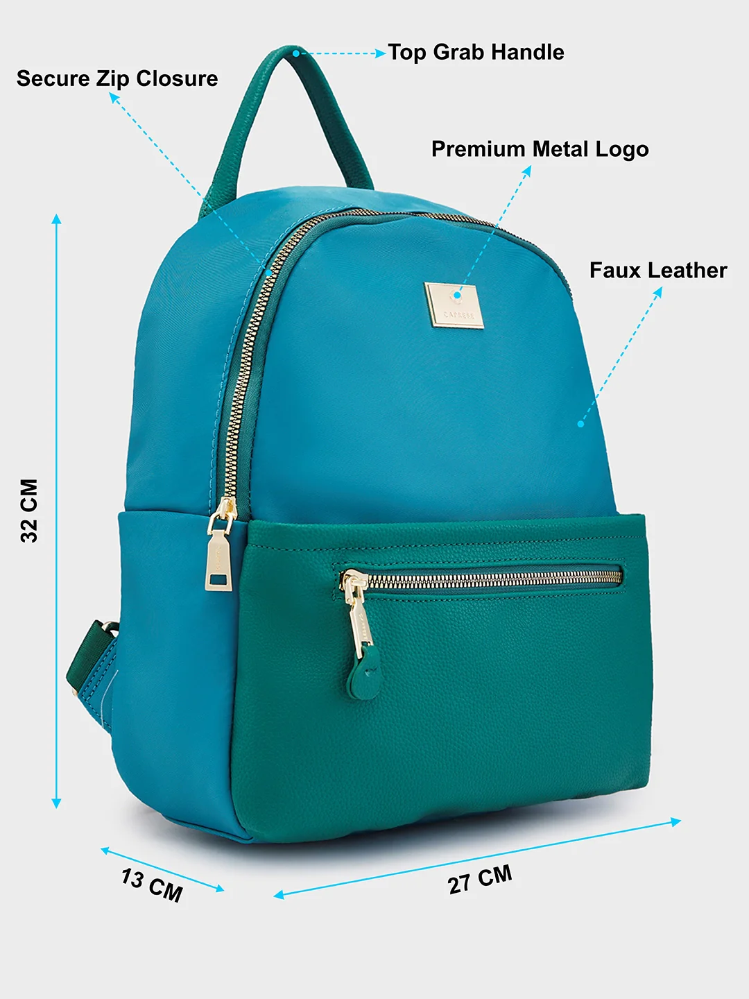 Caprese Casper Medium Blue Casual Backpack - Image 7