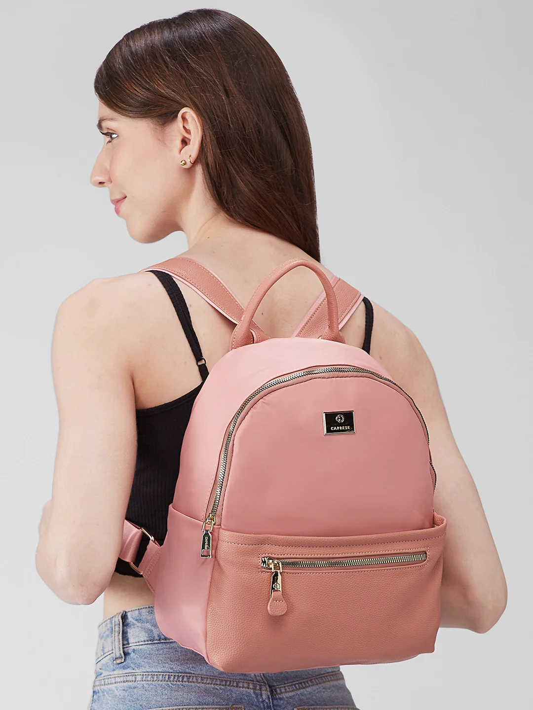 Caprese Casper Medium Pink Casual Backpack - Image 11