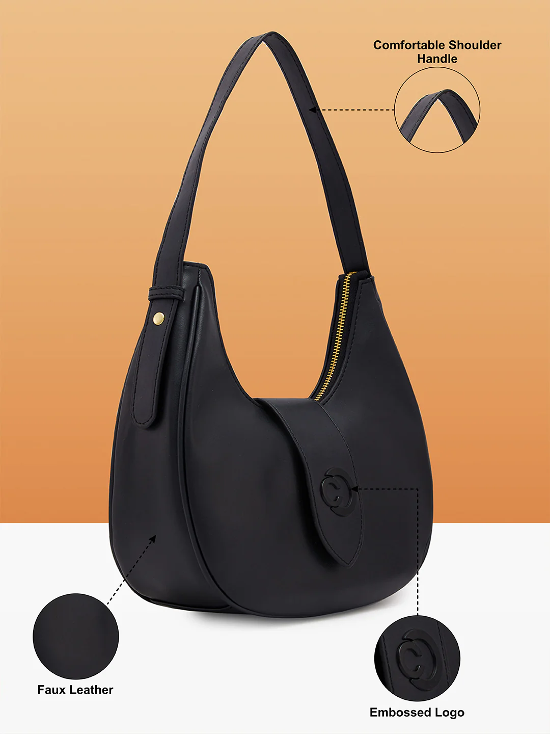 Caprese Celia Small Black Hobo Bag - Image 6