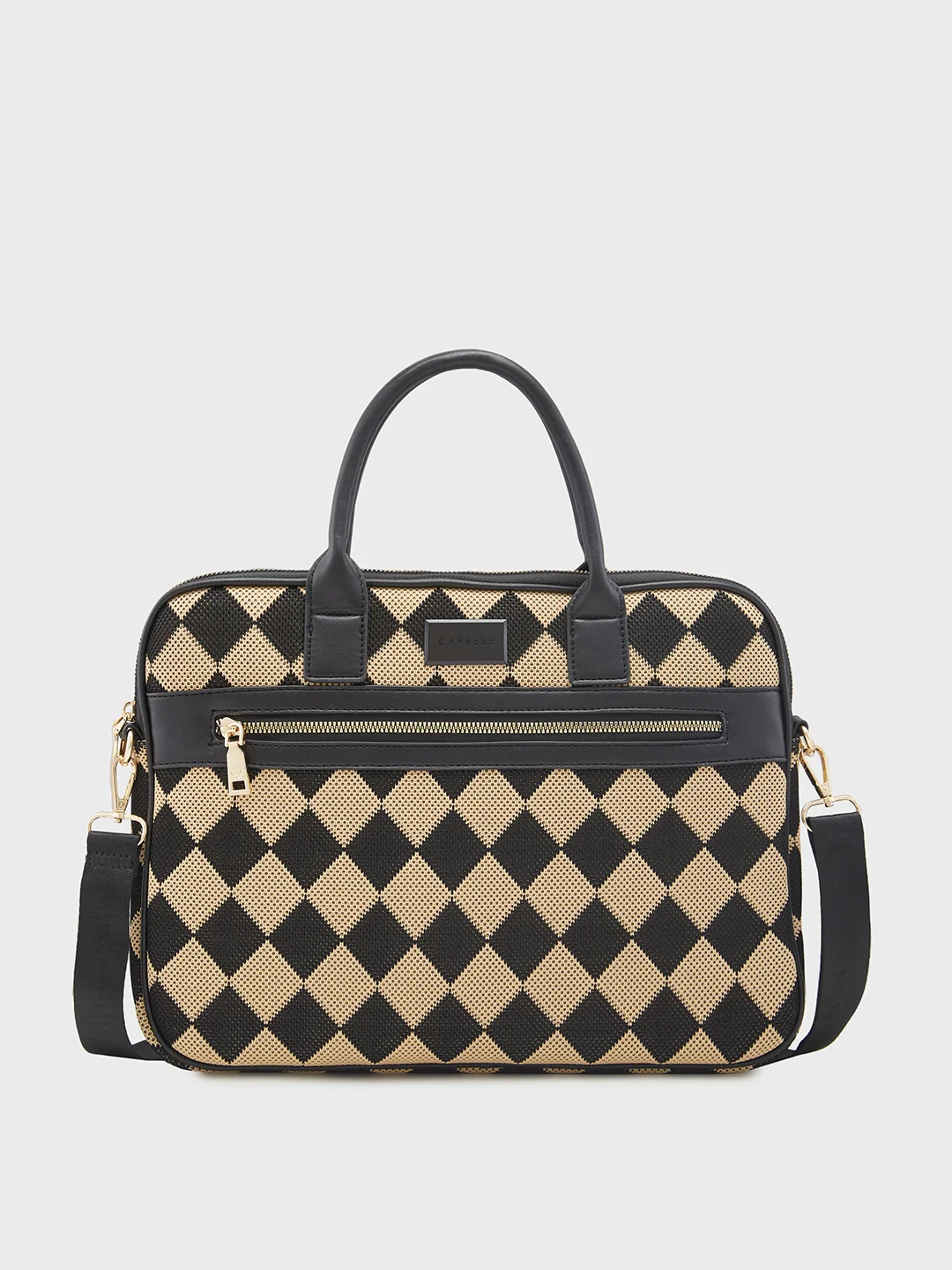 Caprese Checker Large Black Laptop Bag