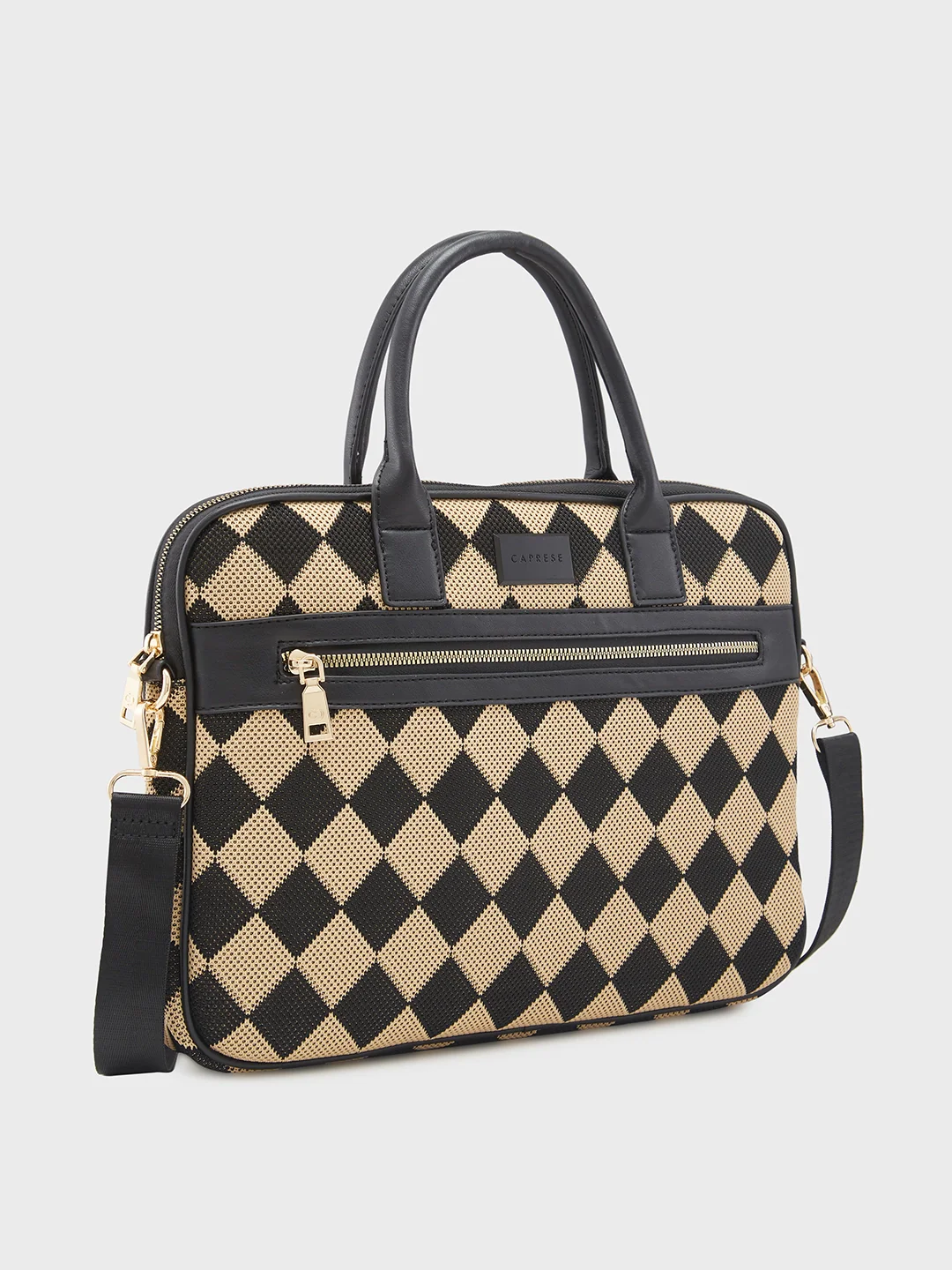 Caprese Checker Large Black Laptop Bag - Image 4