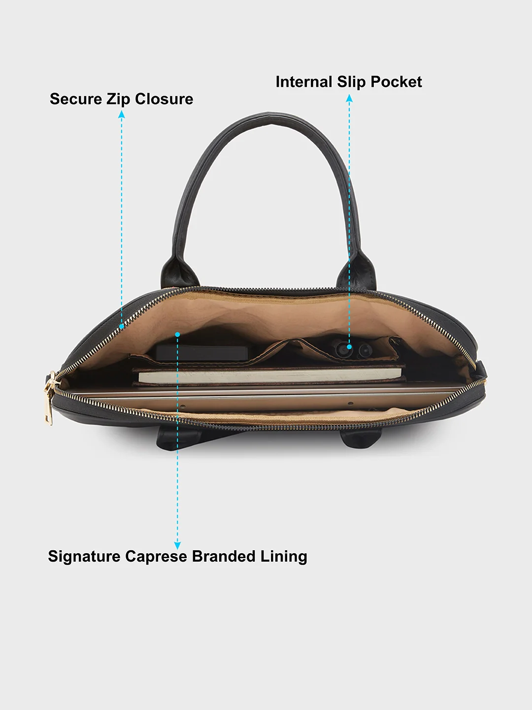 Caprese Checker Large Black Laptop Bag - Image 7