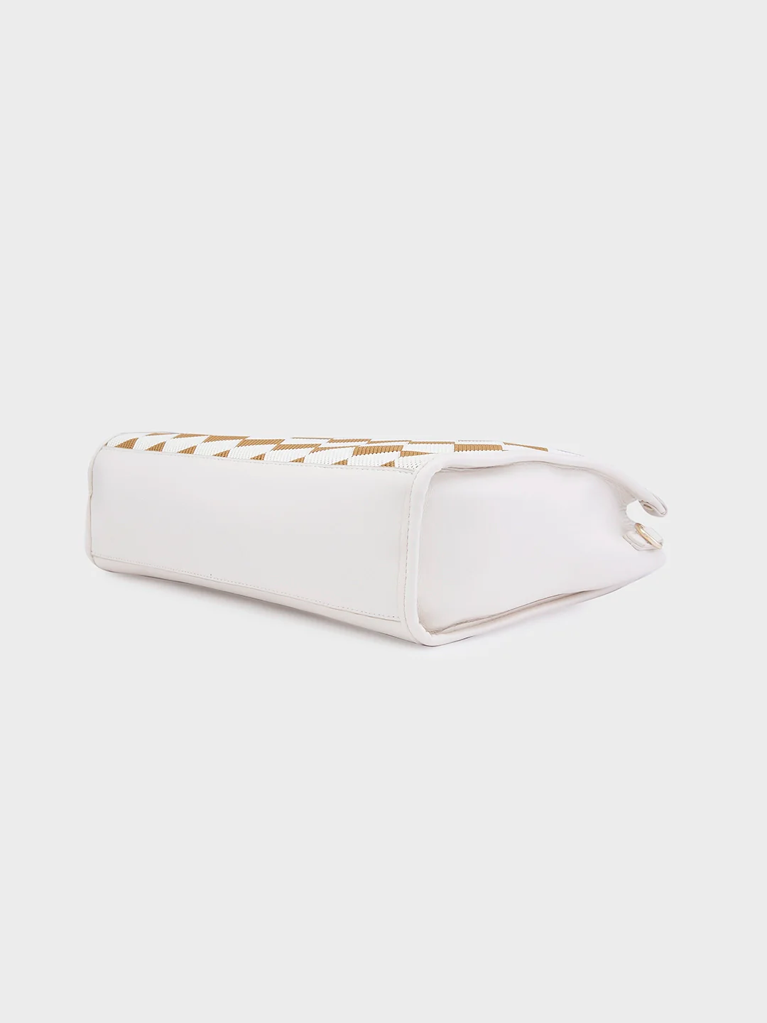 Caprese Checker Medium Cream Satchel Bag - Image 7