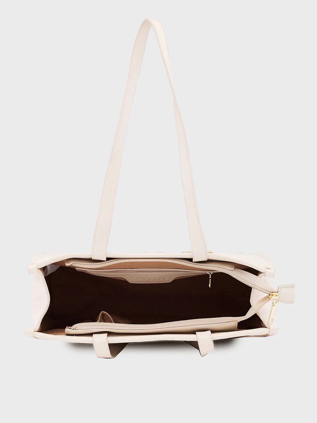Caprese Checker Medium Cream Tote Bag - Image 10