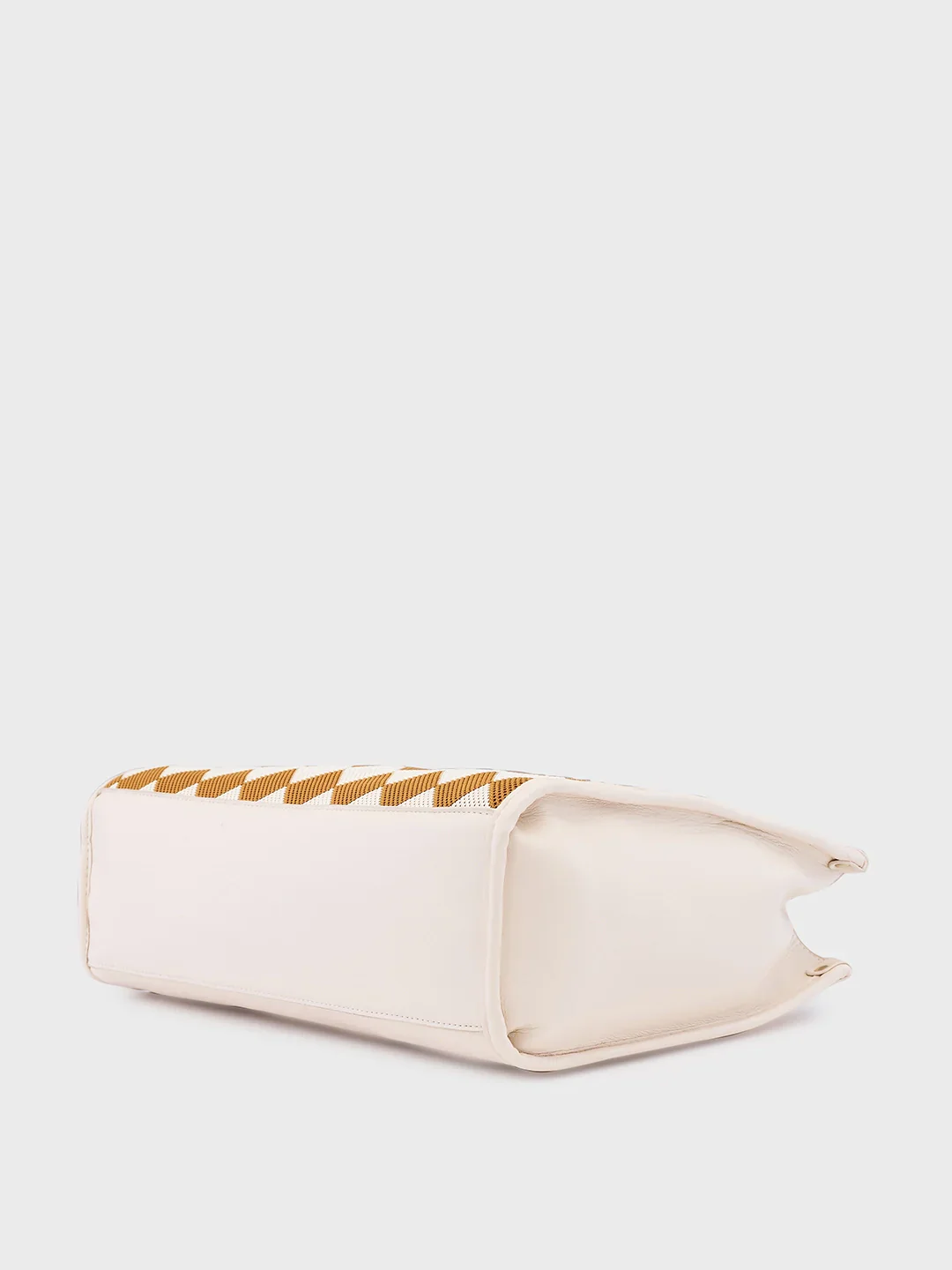 Caprese Checker Medium Cream Tote Bag - Image 6