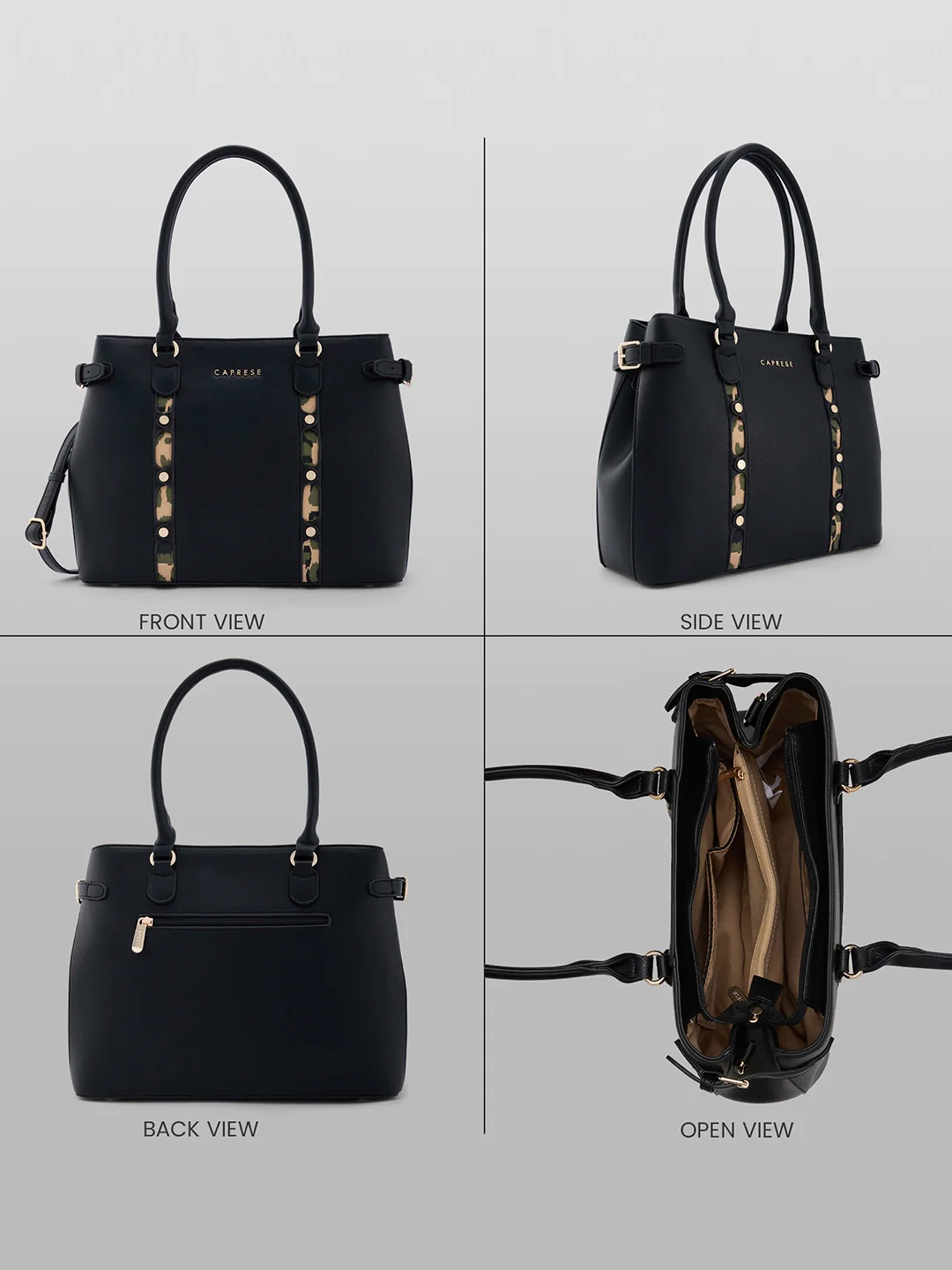 Caprese Chelsea Large Black Satchel Bag - Image 5