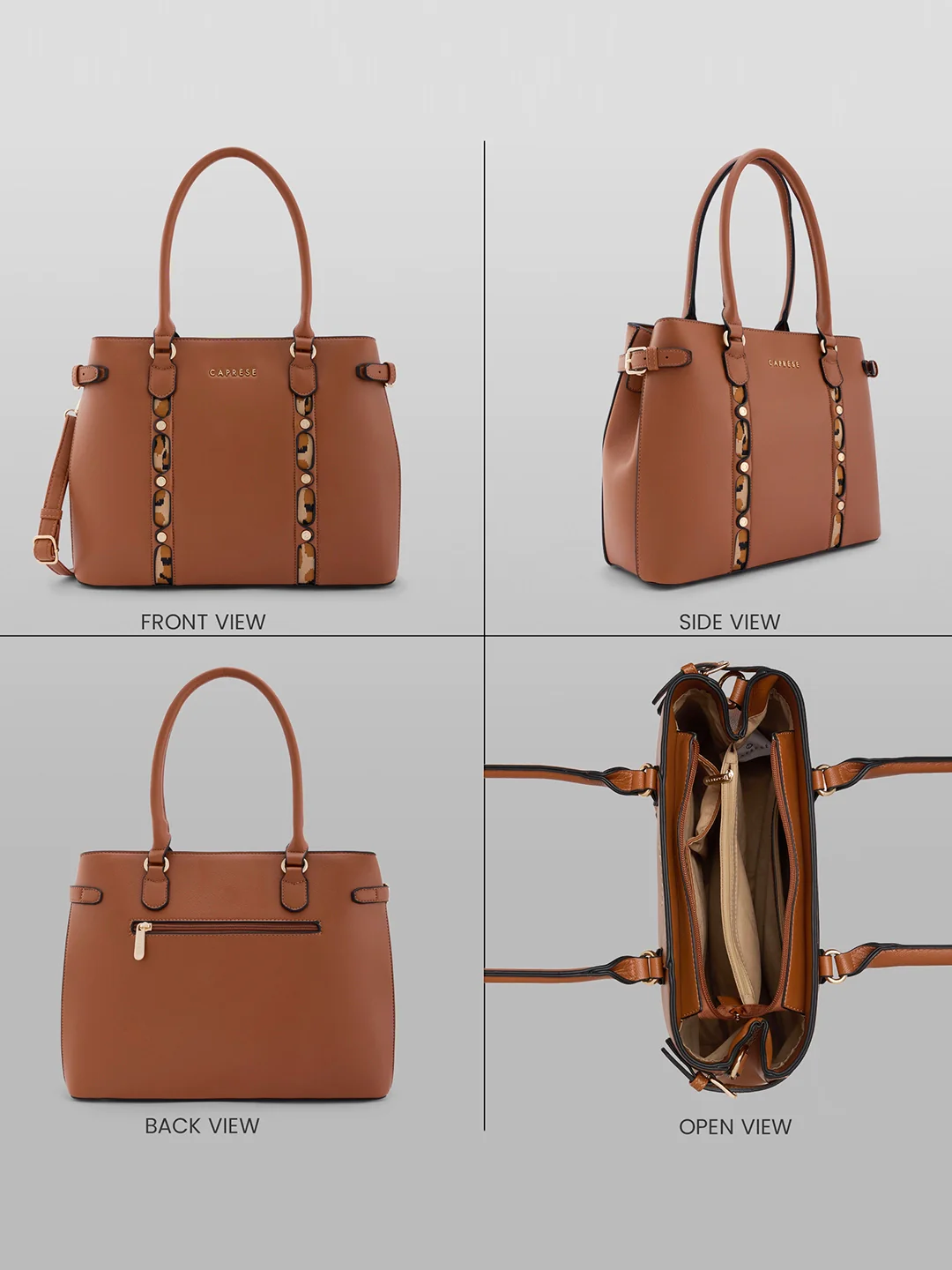 Caprese Chelsea Large Tan Satchel Bag - Image 3