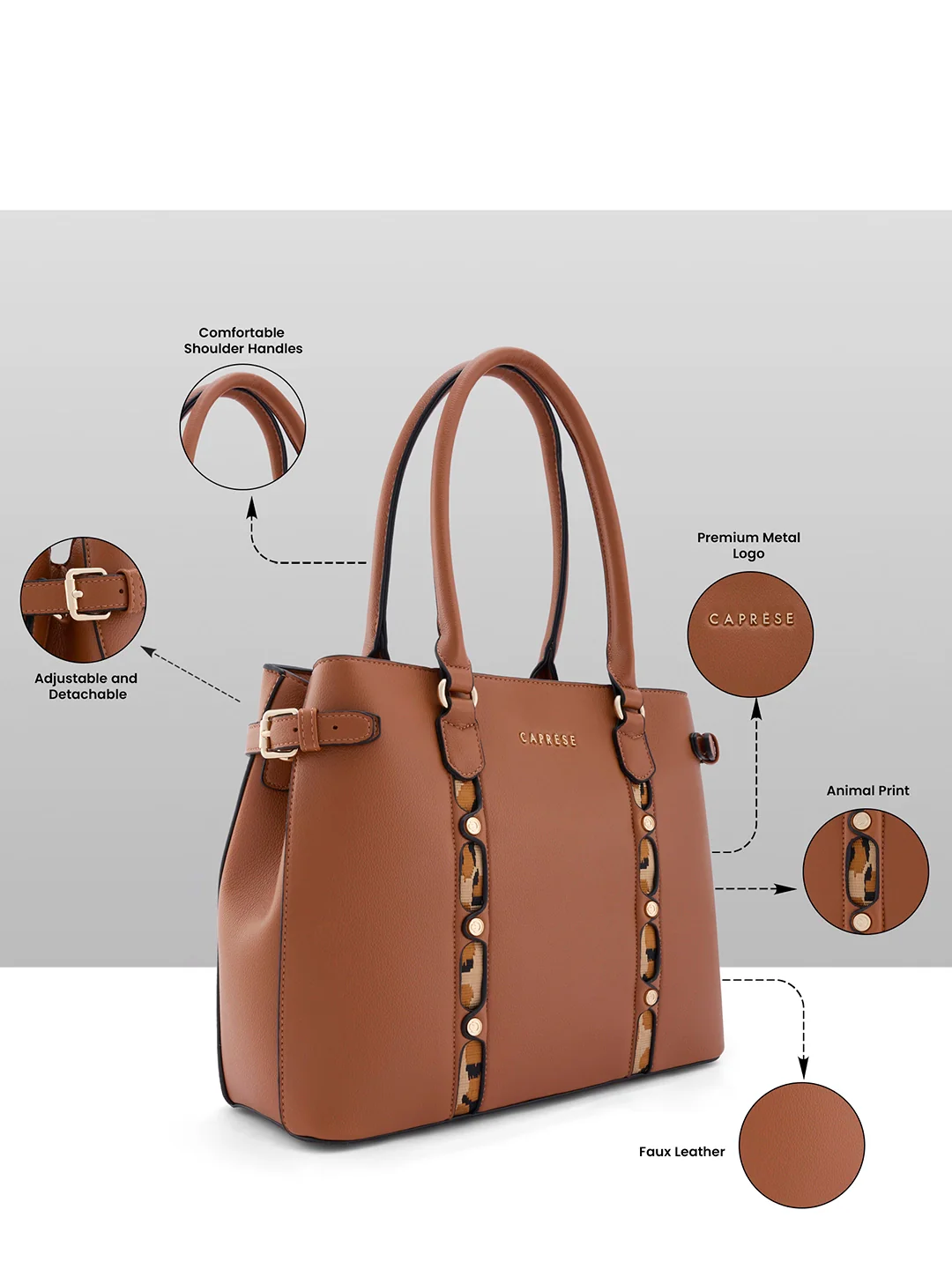 Caprese Chelsea Large Tan Satchel Bag - Image 4