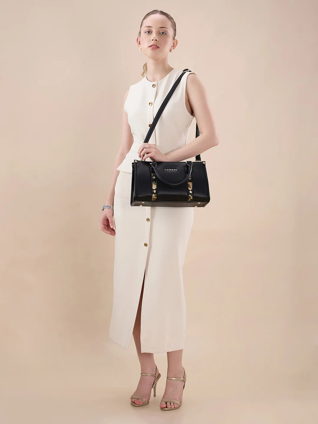 Caprese Chelsea Medium Black Satchel Bag - Image 14