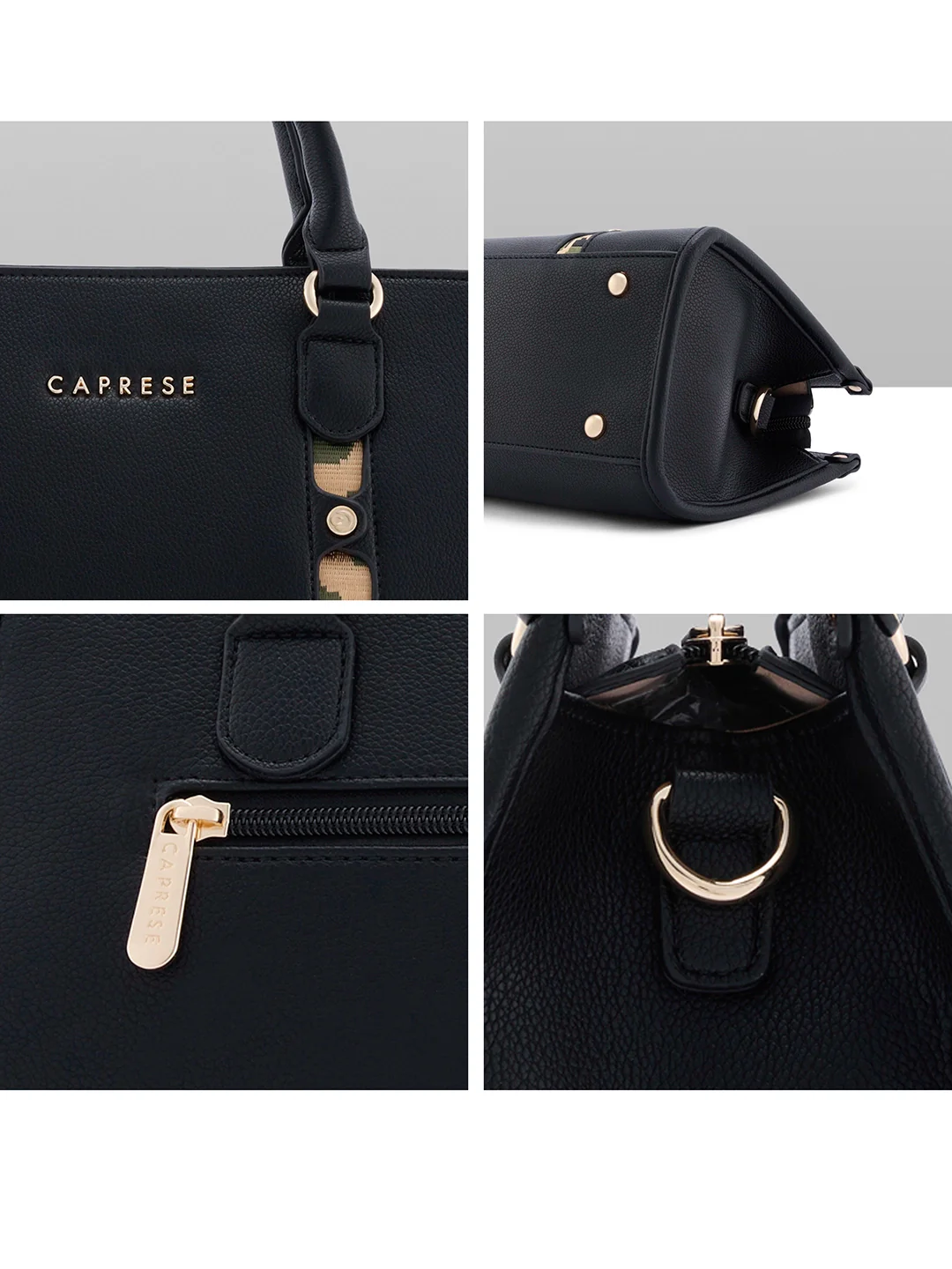 Caprese Chelsea Medium Black Satchel Bag - Image 3