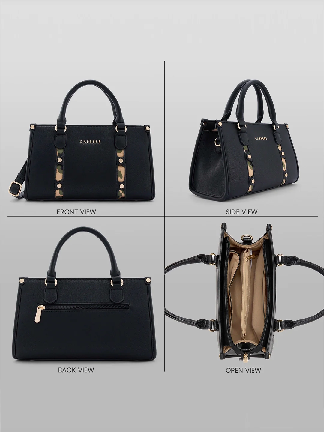 Caprese Chelsea Medium Black Satchel Bag - Image 6