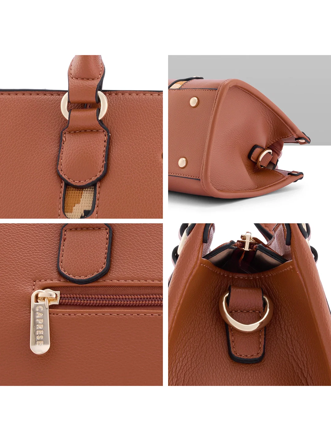 Caprese Chelsea Medium Tan Satchel Bag - Image 10