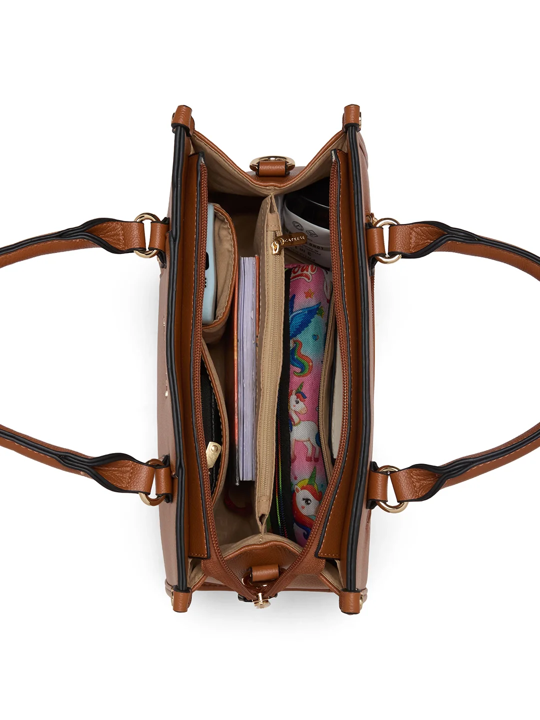 Caprese Chelsea Medium Tan Satchel Bag - Image 15
